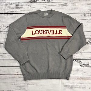 Hillflint Retro Louisville Kentucky Cardinals XL Gray Red College Knit Sweater